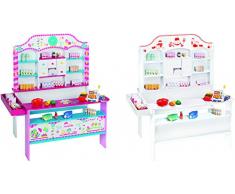 roba Kaufladen Candy-Shop inkl, Zubehör, Kinder Süßigkeiten- & Kaufmannsladen, Verkaufsstand bedruckt mit 6 Schubladen, Uhr, Theke, Seitentheke, Kasse & Kaufladenzubehör