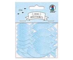 URSUS 856470005F Deko Accessoires Fische, 24 Stück in 3 verschiedenen Größen, beidseitig Bedruckt, hellblau