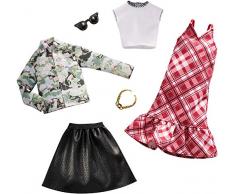 Barbie FXJ60 - Fashions Puppenkleidung 2er Pack Karierte Tarn Moden und Zubehör, Puppenzubehör ab 3 Jahren