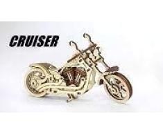Eco Wood Art EWA EcoWoodArt 3D Holzpuzzle für Jugendliche und Erwachsene-Mechanisches Cruiser-Motorradmodell-DIY-Bausatz des Rades, kein Kleber erforderlich