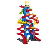 Fisher-Price FXK59 - Little People Hochhaus Rennbahn und Parkhaus für Kinder mit Geräuschen und 2 Spielfiguren, ca. 93 cm hoch, Spielzeug ab 18 Monaten