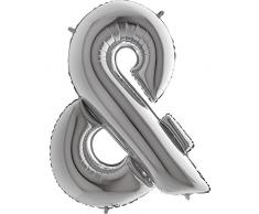 Ballon Buchstabe & in Silber - XXL Riesenbuchstabe 100cm - für Geburtstag Jubiläum & Co - Party Geschenk Dekoration Folienballon Luftballon Namen Wörter (Zeichen &)