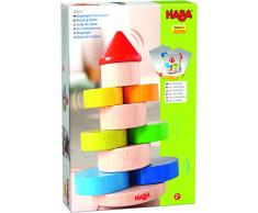 HABA 305403 - Stapelspiel Wackelturm, Stapel- und Motorikspiel aus Holz mit Basisplatte und bunten Stapelsteinen, für freies Spielen oder Spiel nach Anleitung, Holzspielzeug ab 2 Jahren
