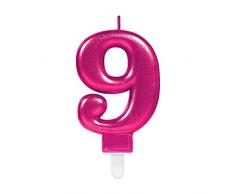 Amscan 9901777 Pink Party Kuchenkerze Kerze schimmernd Zahl 9