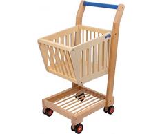 small foot 2499 Einkaufswagen natur, aus Holz, Zubehör zum Kaufmannsladen, mit stabilen Rollen, ab 3 Jahre