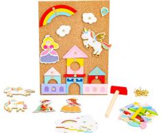 Small Foot 11571 Hämmerchenspiel Holz und Kork, mit Motiven zum Thema Einhorn und Prinzessin, ab 6 Jahren Spielzeug