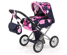 Bayer Design 13669AA Puppenwagen City Star, herausnehmbare Tragetasche, Umhängetasche, höhenverstellbar, blau mit Muster