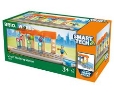 BRIO World 33874 Smart Tech Waschanlage für Züge - Waschstraße mit rollenden Walzen & Sound-Effekten - Interaktives Spielzeug empfohlen ab 3 Jahren