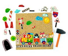 Hess Holzspielzeug 14909 - Hammerspiel Eisenbahn, ca. 25 x 25 cm