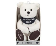 Depesche 8139.056 - Schutzengel Bär aus Plüsch, ca. 9 cm, mit Datum 25. Februar, Geschenk für Geburtstag, Jahrestag oder Hochzeitstag