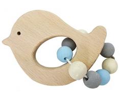 Hess 11110 - Holzspielzeug, Greifrassel Vogel aus Holz, nature blau