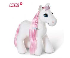 NICI Styling-Pferd Soulmates Princess 30 cm – Frisier-Pferd mit Sound und Frisier-Zubehör in Geschenkbox – Plüschtier Pferd zum Kuscheln, Spielen und Frisieren – Stofftier Pferd weiß / rosa – 44225