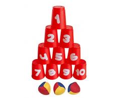 Idena 40416 - Ballwurfspiel mit 10 Bechern und 3 Bällen, ab 3 Jahren, für Geburtstagsfeiern, im Garten oder Park