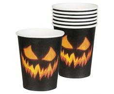 Boland 72311 6 Becher Gruseliger Kürbis, Schwarz/Orange