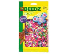 SES Creative 00774 Bügelperlen 3000 Stück Glitzer Sicherungsperle, Mehrfarbig