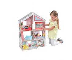 KidKraft 10064 Charlie Puppenhaus aus Holz mit Möbeln und Zubehör, Spielset mit 3 Spielebenen für Puppen bis 18 cm