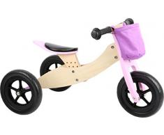 Small foot 11611 Laufrad-Trike Maxi 2 in 1 Rosa aus Holz, Drei- und Laufrad, verstellbarer Sitz und gummierte Reifen
