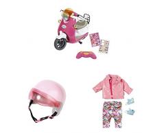 Zapf Creation 824771 Baby Born City RC Scooter Puppe, bunt + City Scooterhelm Puppe, bunt + City Deluxe Scooter Outfit Puppe