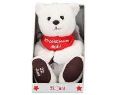 Depesche 8139.174 - Schutzengel Bär aus Plüsch, ca. 9 cm, mit Datum 22. Juni, Geschenk für Geburtstag, Jahrestag oder Hochzeitstag