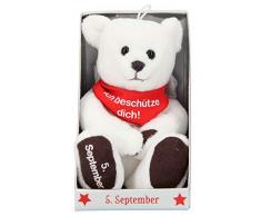 Depesche 8139.249 - Schutzengel Bär aus Plüsch, ca. 9 cm, mit Datum 05. September, Geschenk für Geburtstag, Jahrestag oder Hochzeitstag