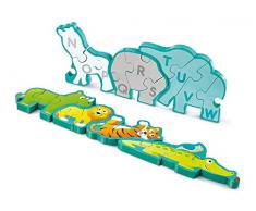 Hape E1627 Puzzle Alphabet & Tierparade, Holzpuzzle, ab 3 Jahre