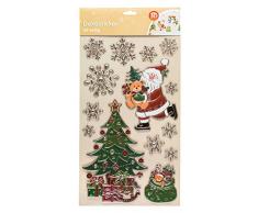 Dekosticker geprägt mit 3D Effekt Tannenbaum und Santa, 14 teilig Mehrfarbig