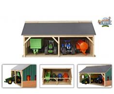 Kids Globe Scheune 1:50 (Bauernhofspielzeug aus Holz, für Traktoren und Anhänger, Größe 25,3x33,4x16,7 cm, Dach klappbar) 610047