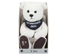Depesche 8139.129 - Schutzengel Bär aus Plüsch, ca. 9 cm, mit Datum 08. Mai, Geschenk für Geburtstag, Jahrestag oder Hochzeitstag