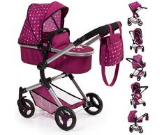 Bayer Design 18467AA Kombi Puppenwagen Neo Vario mit Wickeltasche und Einkaufskorb, umwandelbar in einen Sportwagen, höhenverstellbar, modern, Bordeaux