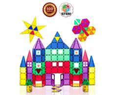 Playmags 100 Stück Super Set lebendigen klaren Farbe Fliesen. 18-teiliges Clickins-Zubehör für mehr Kreativität- Bonus