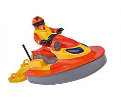 Simba – Feuerwehrmann Sam Juno Jet Ski, mit Elvis Figur, Sitzfläche zum Aufklappen, schwimmt auf dem Wasser, für Kinder ab 3 Jahren