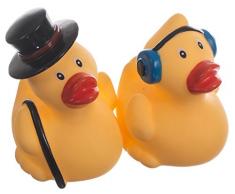 Bieco 27002021 - Bade Enten mit Kopfhörer und Hut, 2er Set