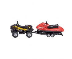SIKU 2314, Quad mit Anhänger und Jet-Ski, 1:50, Metall/Kunststoff, Gelb/Rot, Abnehmbarer Anhänger, Schwimmfähiger Jet-Ski