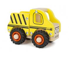 Small Foot 11096 Baufahrzeug aus Holz für Kinder ab 18 Monate, 100% FSC-Zertifiziert, durch große gummierte Reifen auch geeignet zum Spielen im Außenbereich Spielzeug, gelb