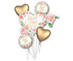 Amscan 3851601 Folienballons Bouquet Floral Baby Girl, Mehrfarbig