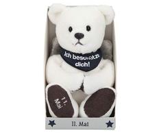 Depesche 8139.132 - Schutzengel Bär aus Plüsch, ca. 9 cm, mit Datum 11. Mai, Geschenk für Geburtstag, Jahrestag oder Hochzeitstag