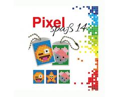 Pracht Creatives Hobby P90053-00505 - Pixel Spaß Bastelset 14, für 2 Medaillons, Schlüsselanhänger, für Kinder, Jungen und Mädchen, als kleines Geschenk, Mitgebsel, für den Kindergeburtstag