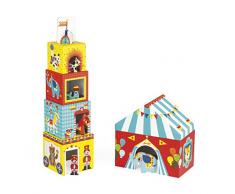 Janod J02800 Multikub Stapelturm Mit 5 Holzfiguren, Zircus