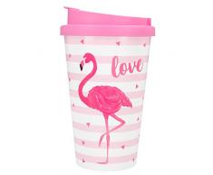 Depesche 2180.025 to-Go Becher aus Kunststoff mit Spruch, 350 ml, Flamingo, Mehrfarbig