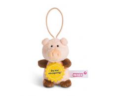 Nici 44866 Anhänger Schwein mit Spruch Du bist einzigartig 8cm mit Loop, rosa/braun