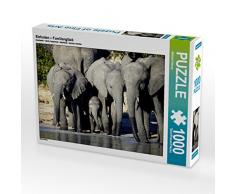 CALVENDO Puzzle Elefanten Familienglück 1000 Teile Lege-Größe 64 x 48 cm Foto-Puzzle Bild von Michael Herzog
