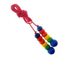 Hess Holzspielzeug 14377 Springseil mit Griffen aus Holz, für Kinder ab 3 Jahren, ideal zum Spielen drinnen und draußen