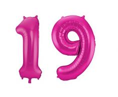 Folat 801058 - Folienballon - Zahl 19 - magenta - ca. 86 cm hoch