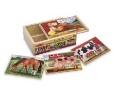 Melissa & Doug 4 verschiedene Holzpuzzle - Bauernhoftiere (48 Teile)