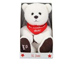 Depesche 8139.167 - Schutzengel Bär aus Plüsch, ca. 9 cm, mit Datum 15. Juni, Geschenk für Geburtstag, Jahrestag oder Hochzeitstag