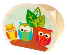 Hess Holzspielzeug 15228 - Spardose aus Holz mit Schlüssel, Eule, Geschenk für Kinder zum Geburtstag, ca. 11,5 x 8,5 x 6,5 cm