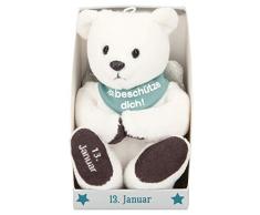 Depesche 8139.013 - Schutzengel Bär aus Plüsch, ca. 9 cm, mit Datum 13. Januar, Geschenk für Geburtstag, Jahrestag oder Hochzeitstag