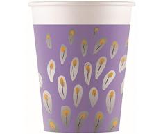 Procos 90586 Partybecher Pfau metallic aus Pappe, 8 Stück, lila, Silber