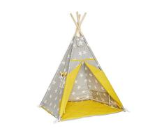 FUNwithMUM Tipi Zelt Spielzelt Teepee Fur Kinder Indianer Wigwam Kinderzimmer Garten Bodenmatte 100x100x150 Baumwolle - Sunny Morning