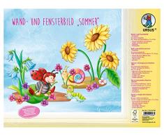 URSUS 21260099F Wand-und Fensterbild Sommer, 5 Stanzbögen beidseitig Bedruckt ca. 24,8 x 33 cm, inklusive Klebepads, Klebepunkte und Bastelanleitung, bunt